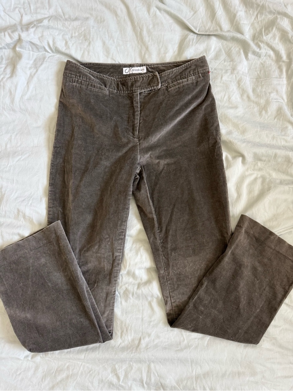 Vintage Y2K Low rise with slight flare dark grey green women’s corduroy pants.